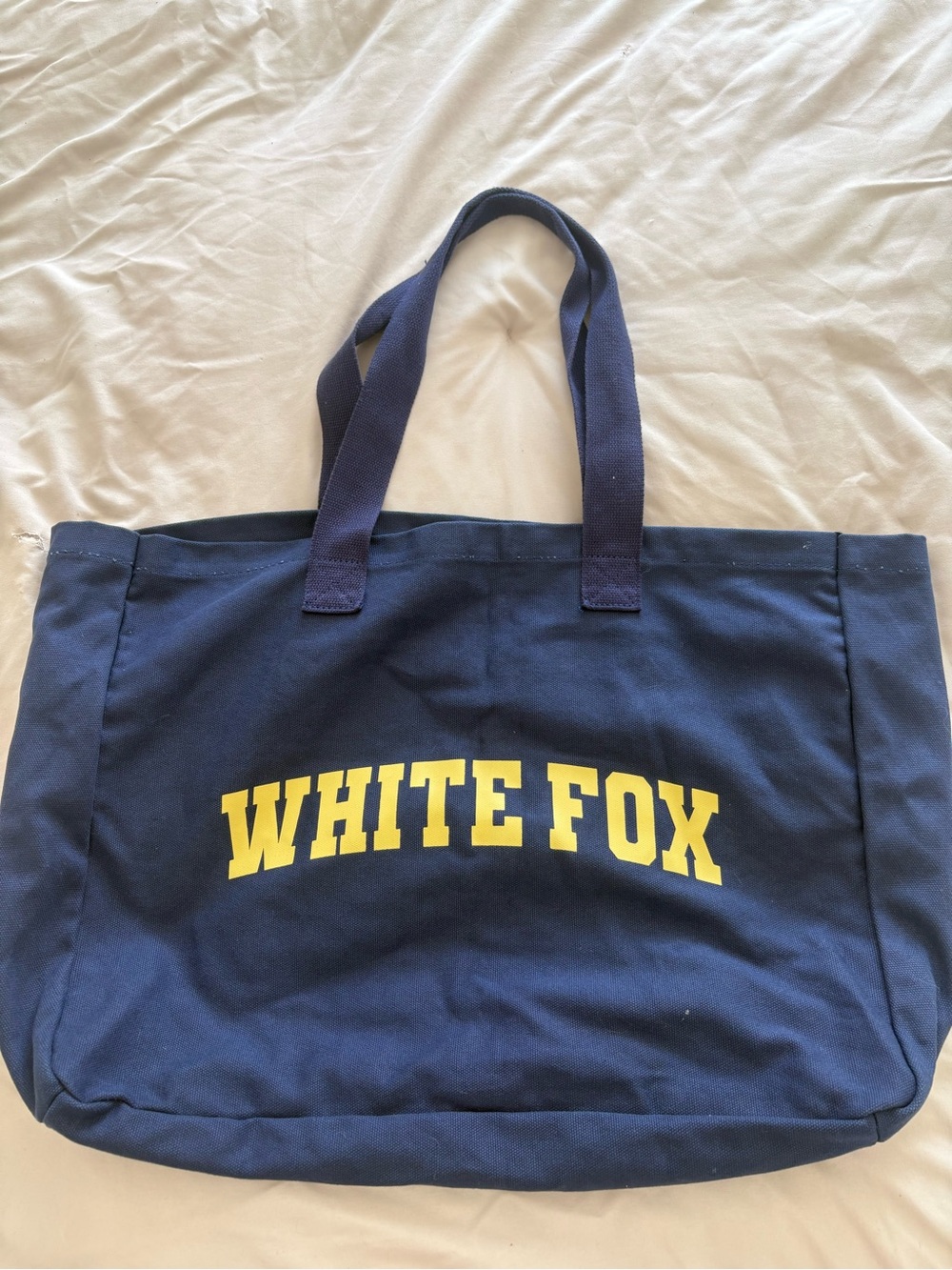 White Fox Boutique Navy Tote with Yellow Logo